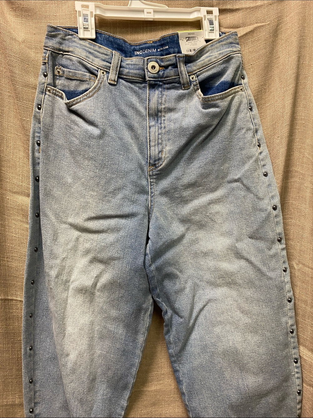 Indigo Denim Relaxed Women's Jeans with Side Stud Trim - INC Denim